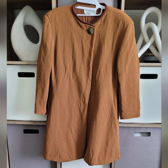 Basile Made in Italy Rust Orange Long Coat size Small - Picture 2 of 14